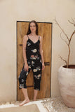Floral printed pentacore suspender pajamas