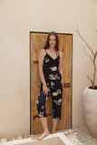 Floral printed pentacore suspender pajamas