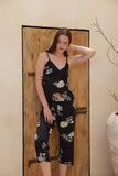 Floral printed pentacore suspender pajamas