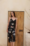 Floral printed pentacore suspender pajamas