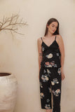 Floral printed pentacore suspender pajamas