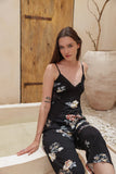 Floral printed pentacore suspender pajamas