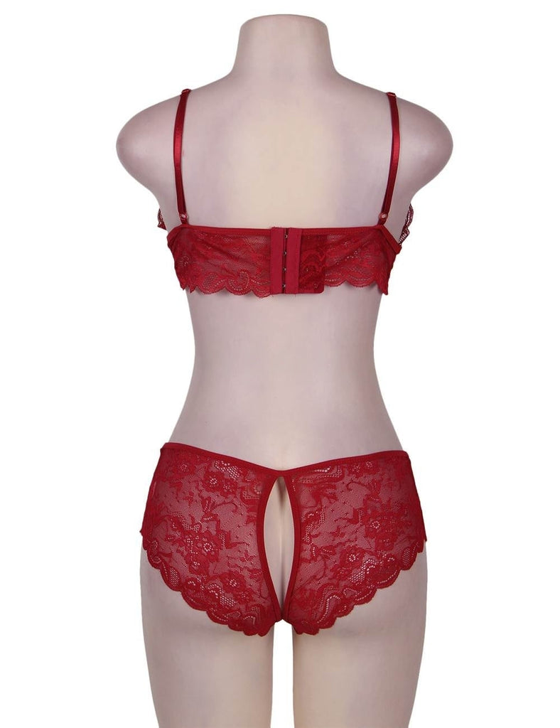 Lace Crotchless Booty Short Bra Set Egypt