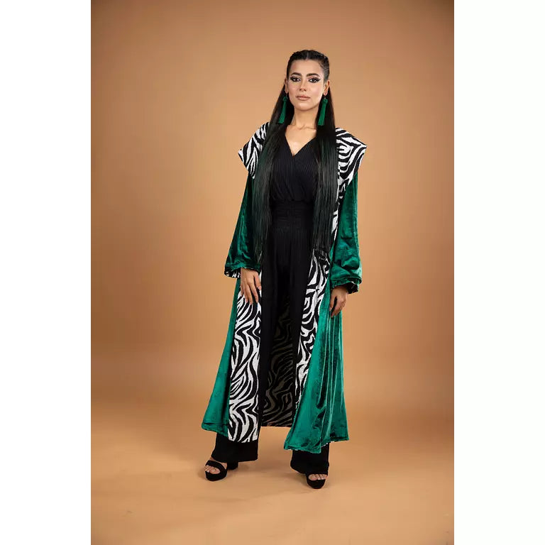 Women's emerald velvet abaya