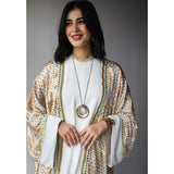 Mirror embroidered satin kaftan