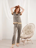 Sevim Women’s Buttoned Satin Pajamas Set