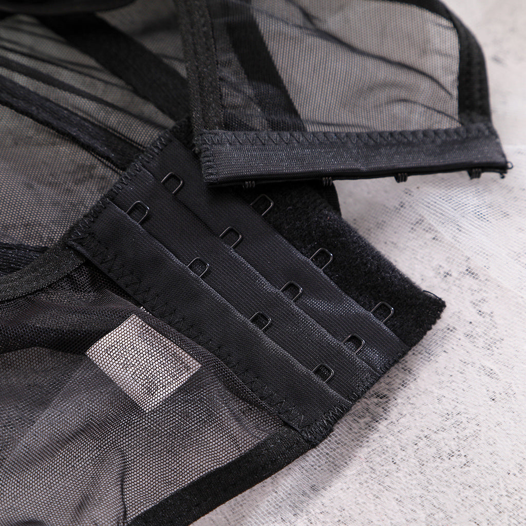 Black Bondage Garter Belt Bra Set