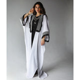 Linen blend white bisht kaftan