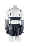 Sexy Black Faux Leather Nightdress with Bra