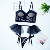 Sexy High Waist Elegant Embroidery Bra And Garter Panty Set