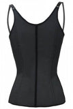 Black 4 Steel Boned Latex Waist Trainer Vest
