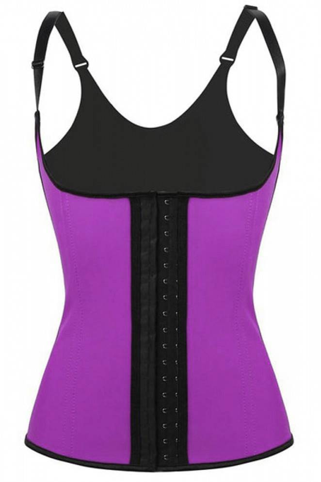 Black 4 Steel Boned Latex Waist Trainer Vest