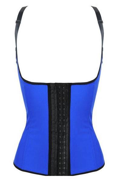 Black 4 Steel Boned Latex Waist Trainer Vest
