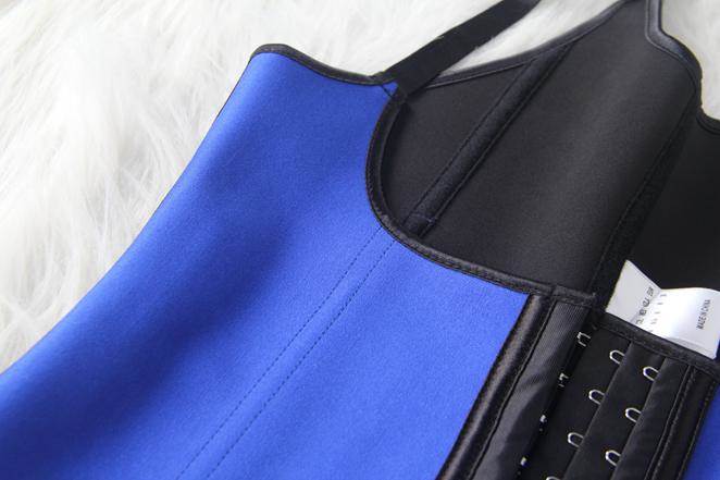 Black 4 Steel Boned Latex Waist Trainer Vest