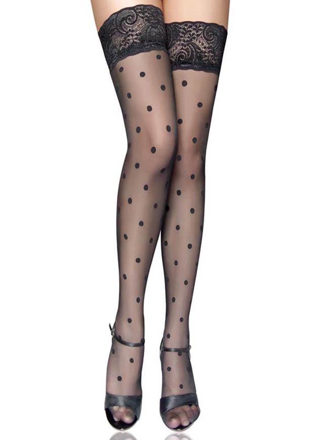 Black Spot Lace Sexy Stocking