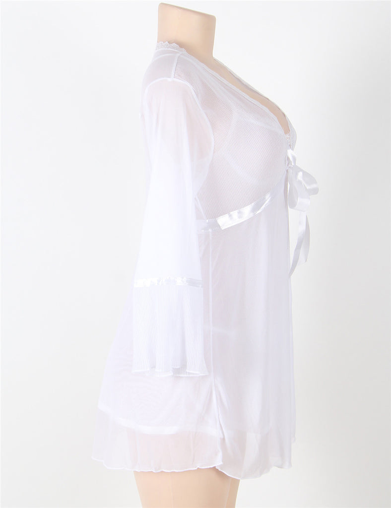 Mesh Bell Sleeve Robe And Babydoll Egypt Set