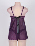 New Appealing Flower Pattern Lace Transparent Violet Mini Dress