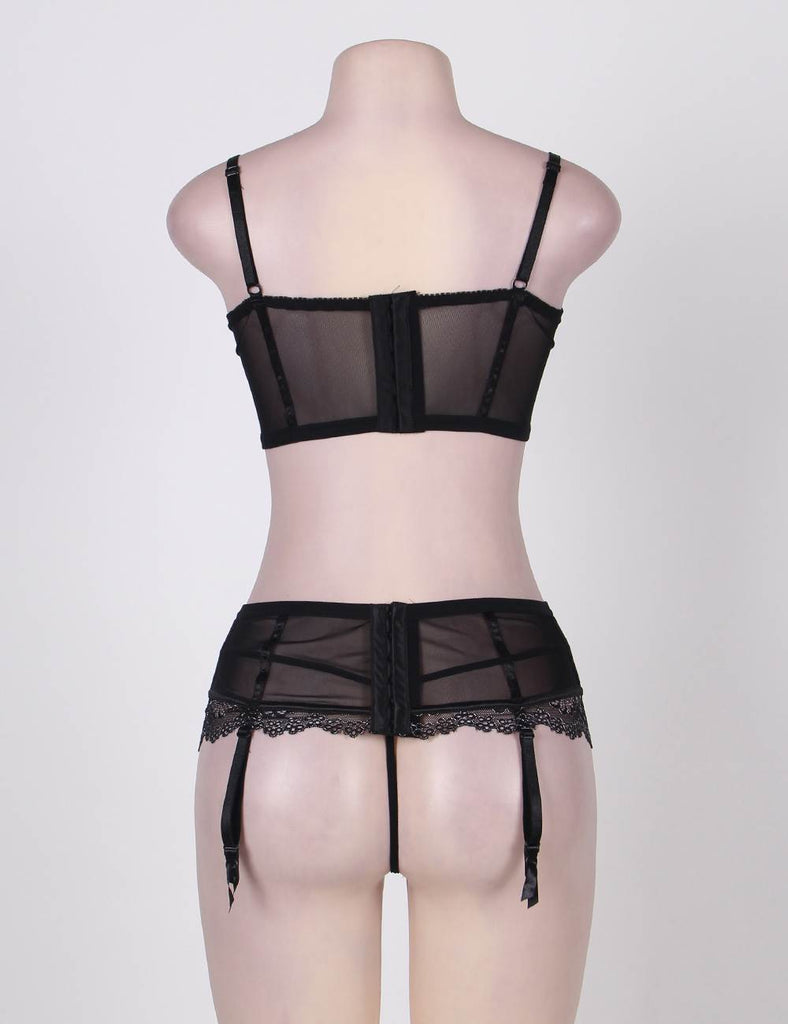 New Sexy Delicate Mesh Microfiber Underwire Bra Set