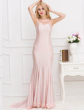 Elegant Pink Transparent Gauze Evening Dress