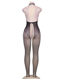 Black Crisscross Detail Fishnet Open Back BodyStocking