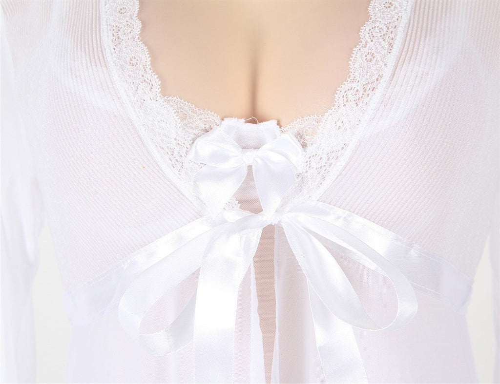 Mesh Bell Sleeve Robe And Babydoll Egypt Set