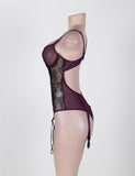 New Poetical Purple Erotic Teddy Lingerie