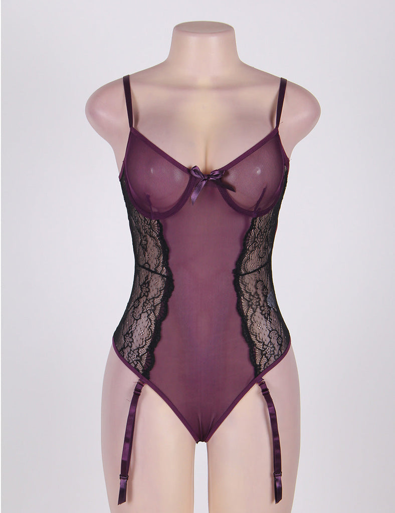 New Poetical Purple Erotic Teddy Lingerie