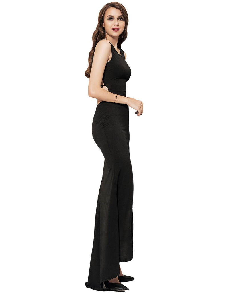 Croch Straps Back Slit Party Gown