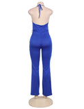 Pink Wide Leg Halter Jumpsuit