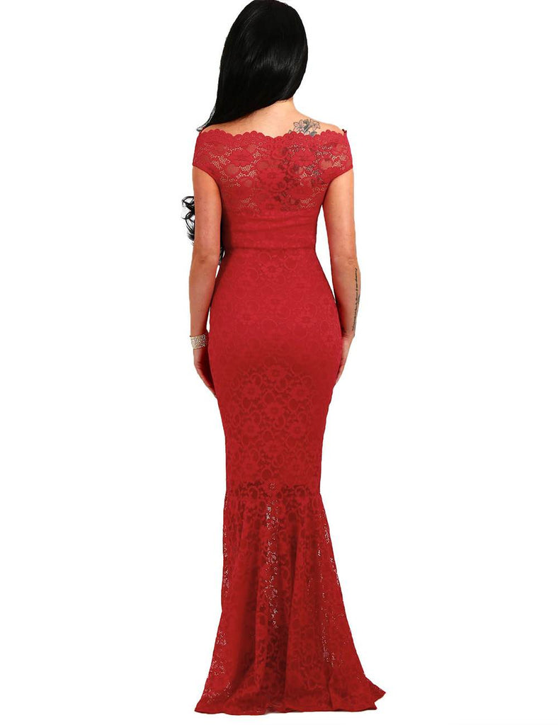 Lace Elegant Fishtail Maxi Party Gown Dress Egypt