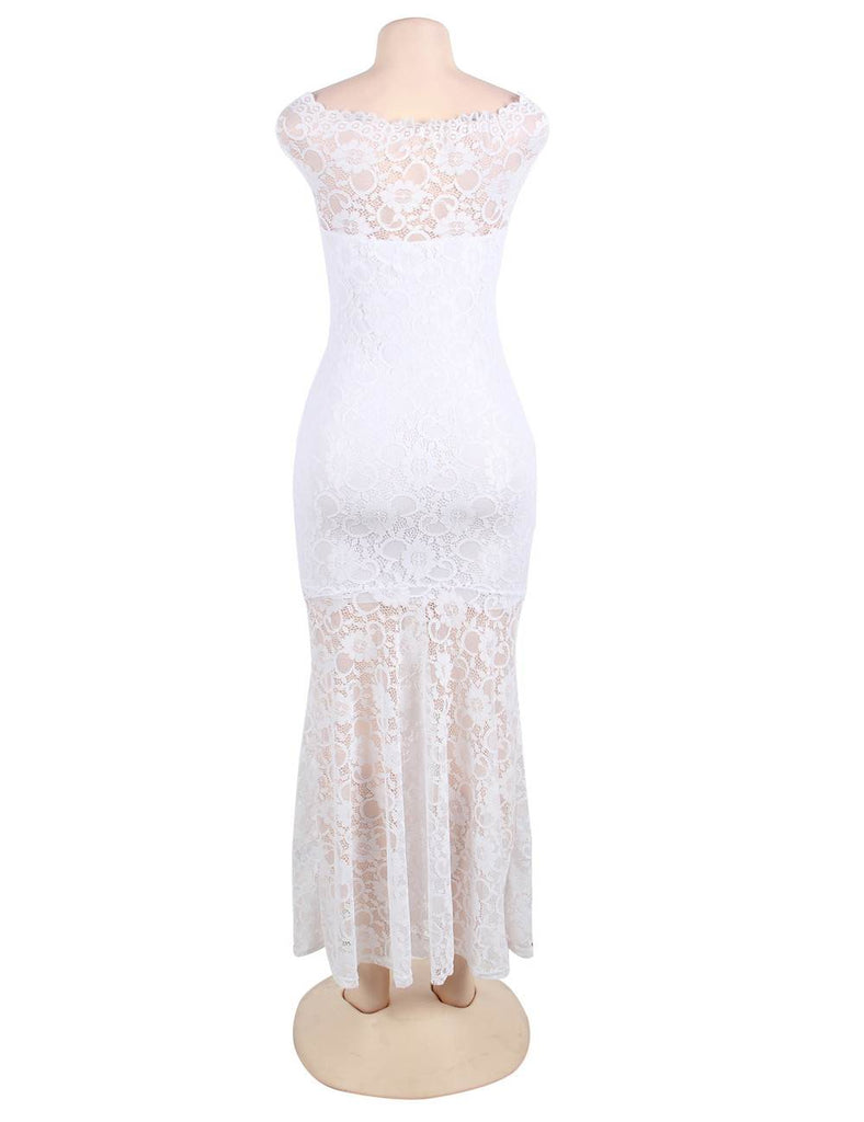 Lace Elegant Fishtail Maxi Party Gown Dress Egypt