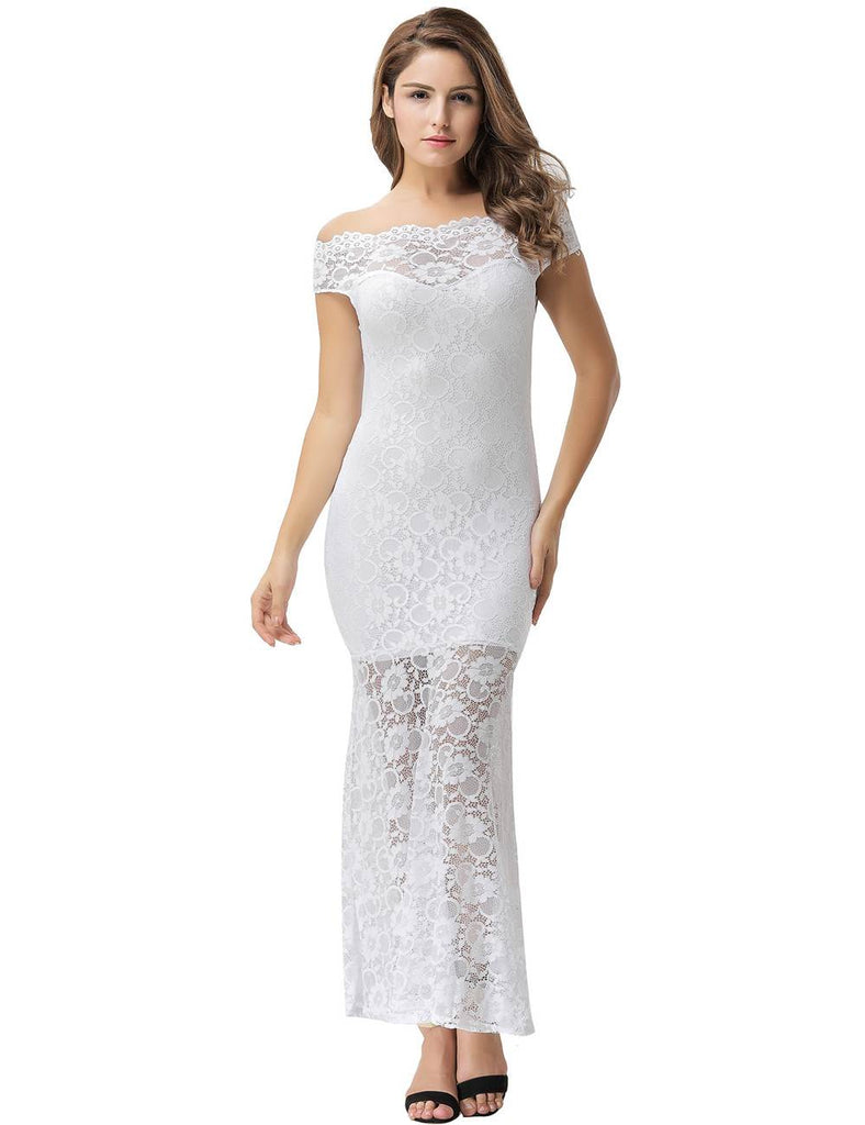 Lace Elegant Fishtail Maxi Party Gown Dress Egypt