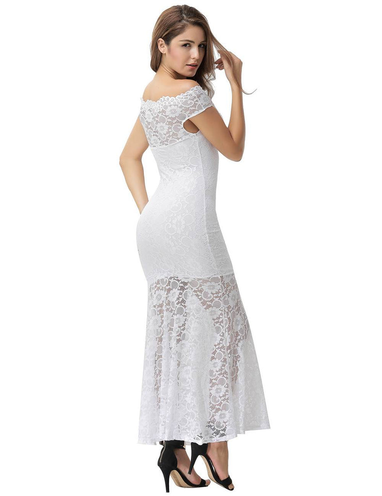 Lace Elegant Fishtail Maxi Party Gown Dress Egypt
