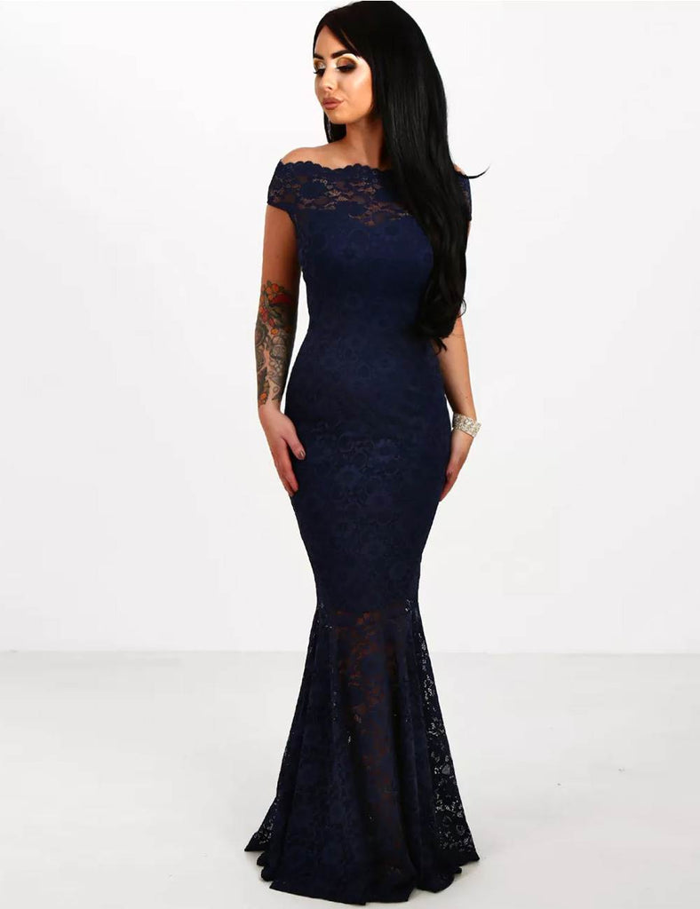 Lace Elegant Fishtail Maxi Party Gown Dress Egypt