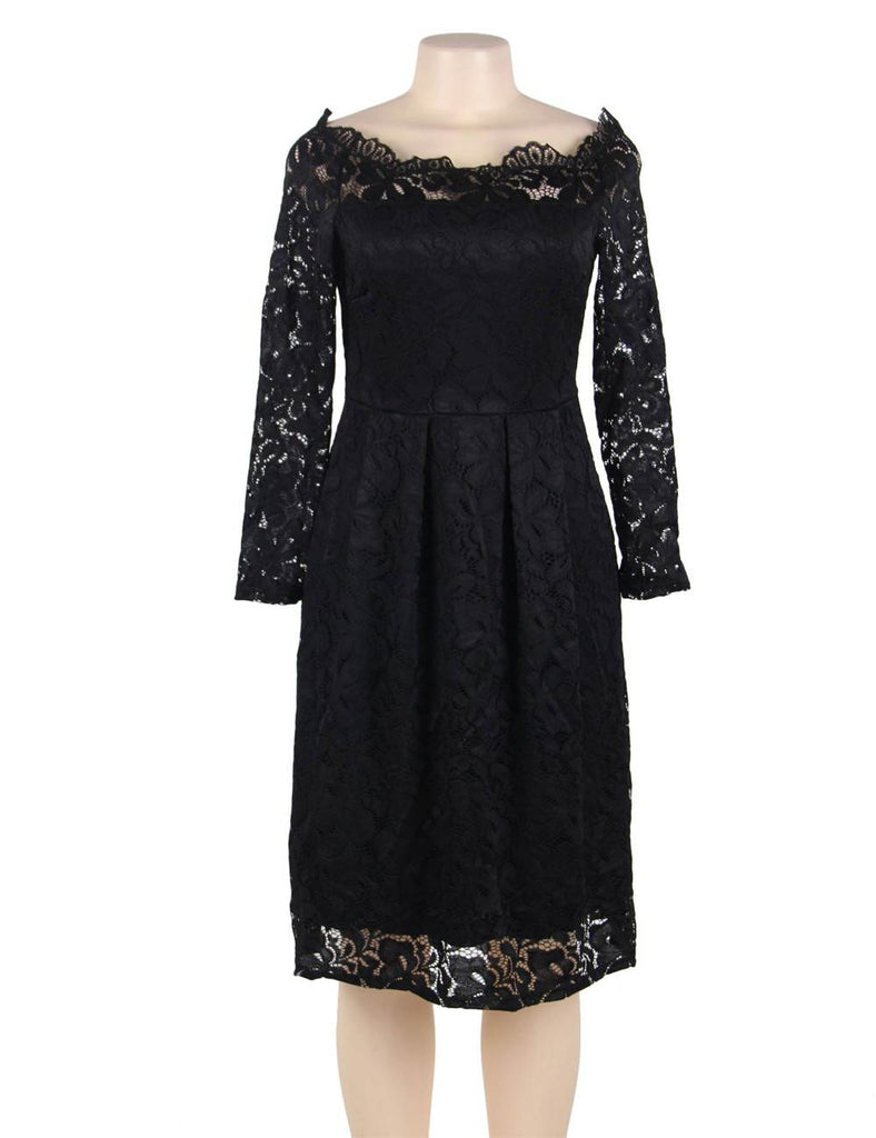 Long Sleeve Fashion Red Lace Midi Dress Egypt