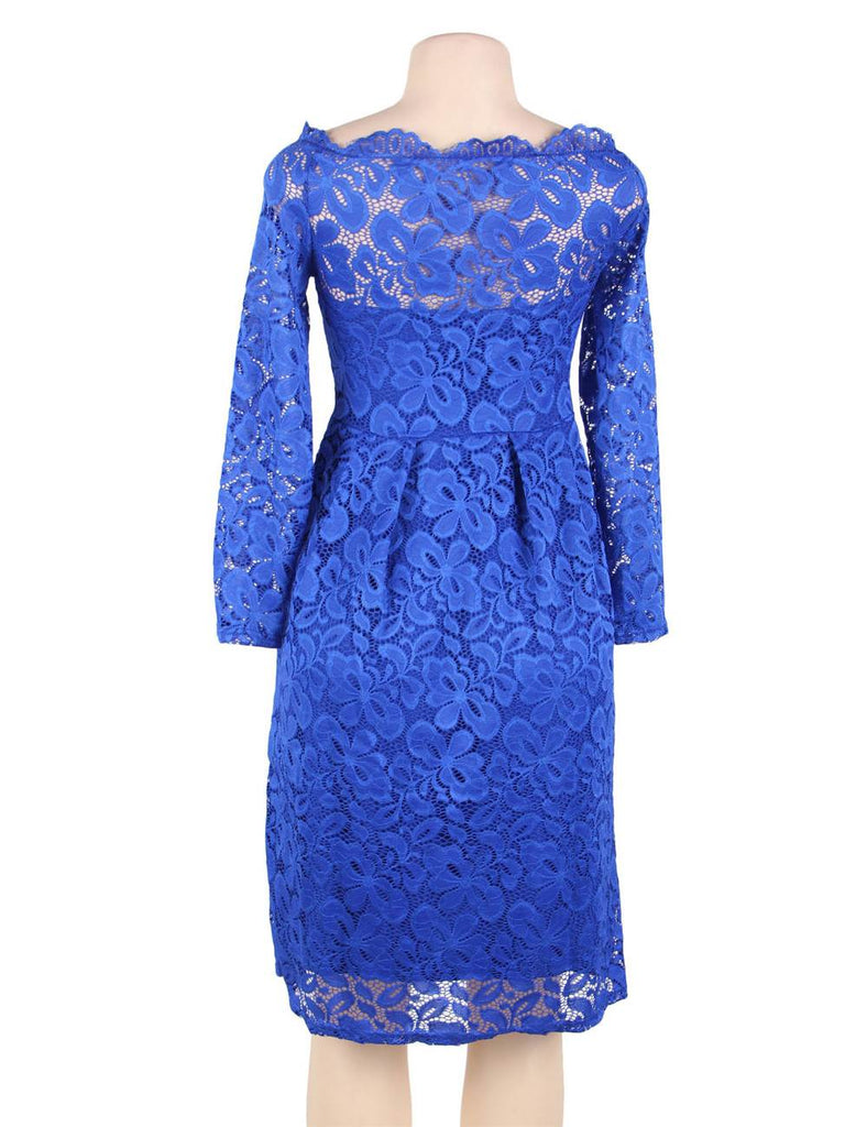 Long Sleeve Fashion Red Lace Midi Dress Egypt