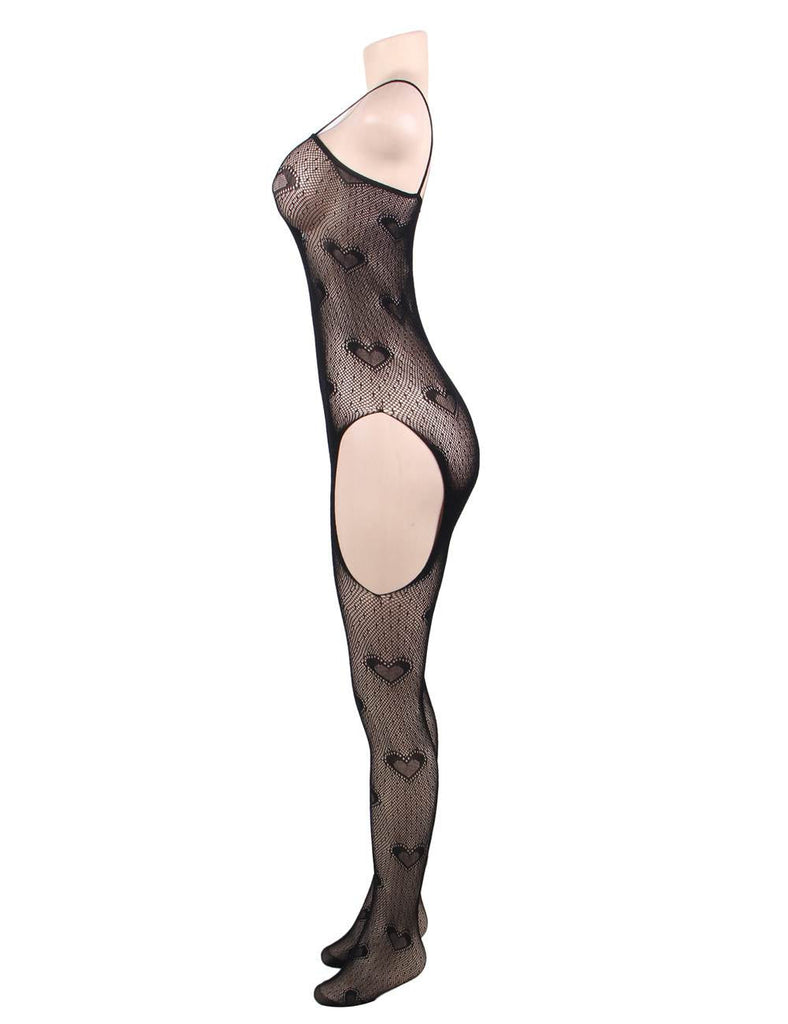 Heart Mesh Black Suspender Bodystocking Egypt