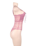 New Sexy Chest Ribbon Adjusting Lace Teddy