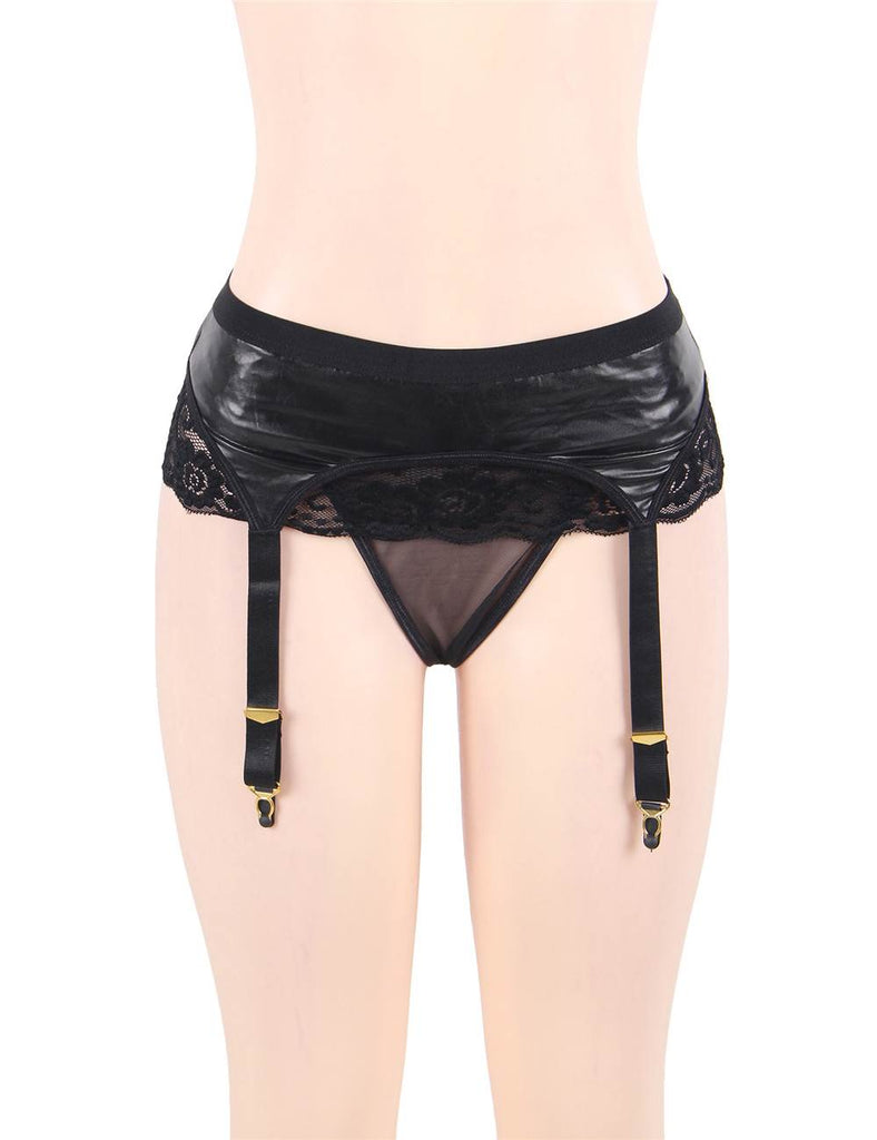Plus Size Faux Leather Lace Garter Belt