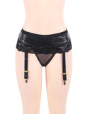 Plus Size Faux Leather Lace Garter Belt