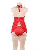 Plus Size Elegant Red Lace backless Sexy Babydoll