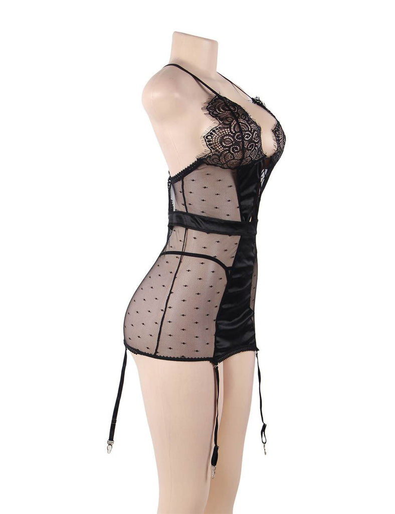 Sexy Slim See-through Mesh Plus Size Garter Lingerie Egypt With G String