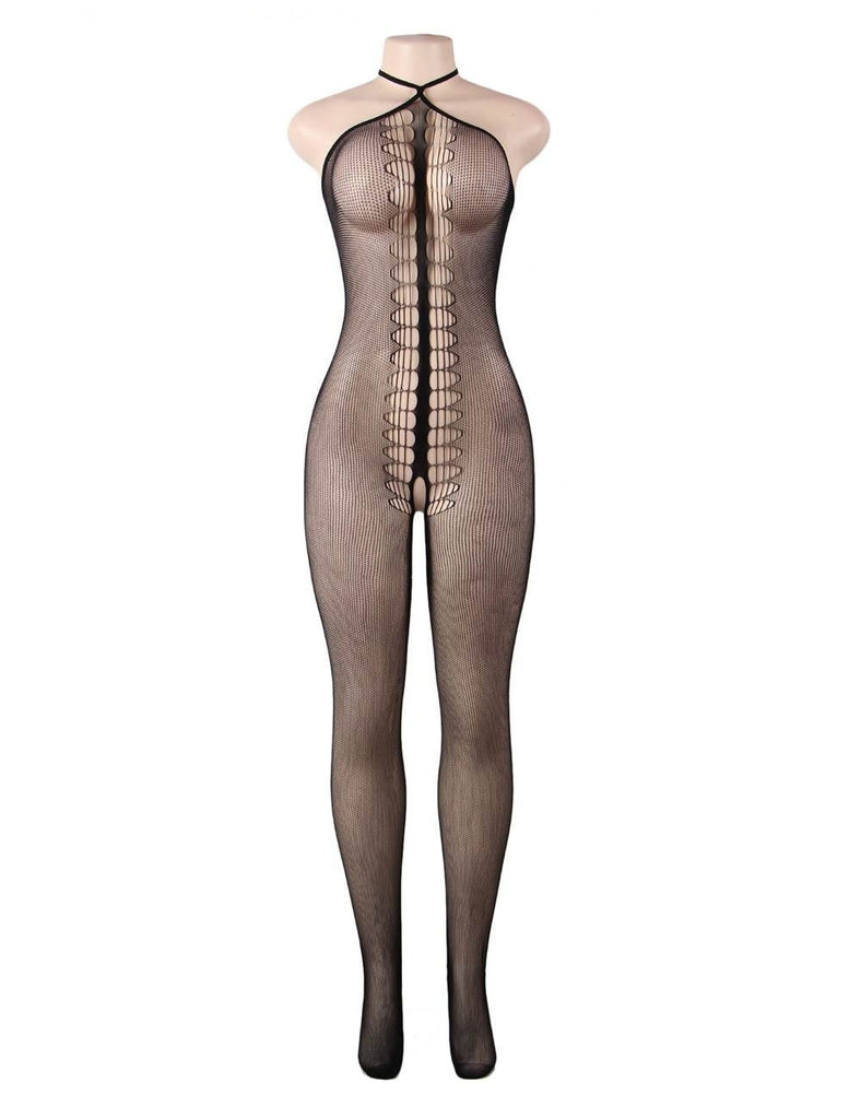 Plus Size Halter Top Fishnet Bodystocking