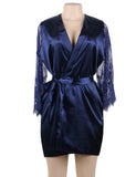 Eyelash Lace Nightdress Silk Long Sleeves Sleepwear Egypt with G String