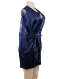 Eyelash Lace Nightdress Silk Long Sleeves Sleepwear Egypt with G String