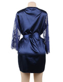 Eyelash Lace Nightdress Silk Long Sleeves Sleepwear Egypt with G String
