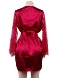Eyelash Lace Nightdress Silk Long Sleeves Sleepwear Egypt with G String
