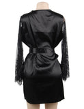 Eyelash Lace Nightdress Silk Long Sleeves Sleepwear Egypt with G String