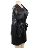 Eyelash Lace Nightdress Silk Long Sleeves Sleepwear Egypt with G String