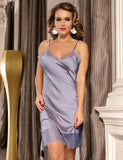 Plus Size Sexy Fashion Silk Satin Lace High Quality Women Pajama